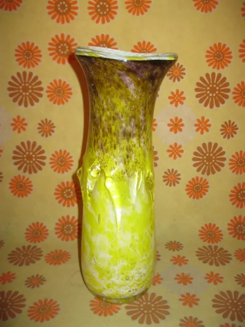 Vintage Ancien TRES BEAU VASE 33cm en VERRE SOUFFLE JASPÉ PÂTE DE VERRE Murano ?