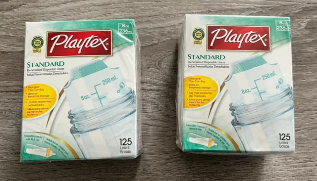 (2) Playtex Baby Nurser System Soft Bottle Liners Disposable 8 oz 125 Liners