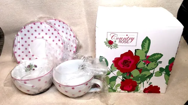 New in box Country Rose Tea cup and saucer set