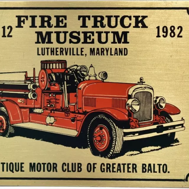 1982 AMCGB Motor Club Greater Baltimore Fire Truck Museum Lutherville MD Plate