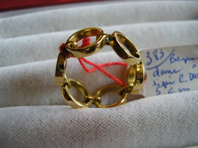 Bague Plaque Or Et Strass Signée Camille Lucie, Diamètre 18 Mm - Occasion Très Bon état