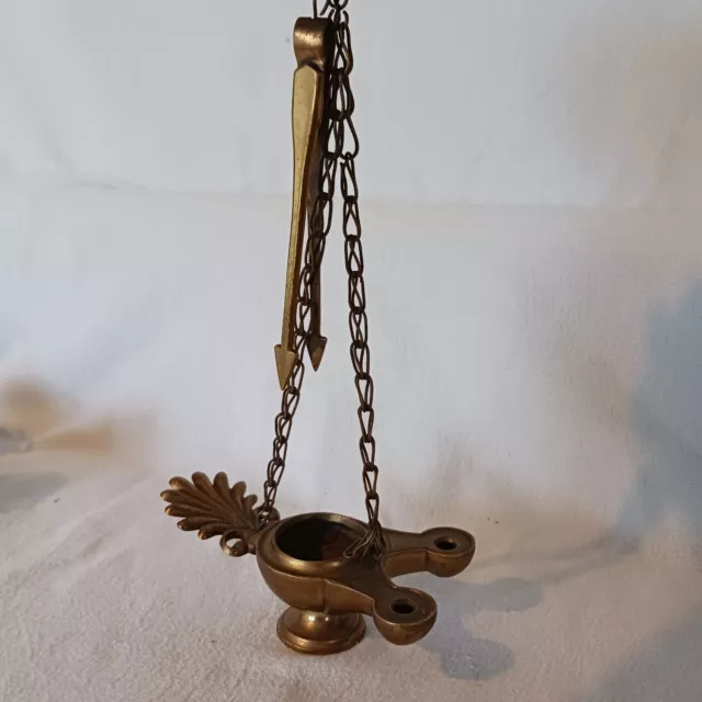 Antique Small Mini Brass Whale Oil Lamp  Hanging Ship