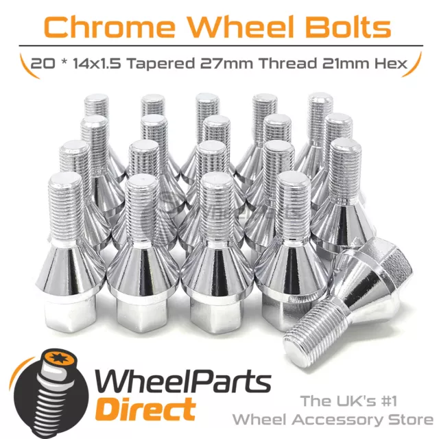 Wheel Bolts (20) 14x1.5 Chrome for Peugeot Boxer [Mk3] 07-22 on Original Wheels