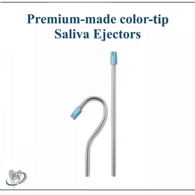 100 (1 Bag) Clear n Blue Dental Saliva Ejectors Ejector Disposable Suction Tips