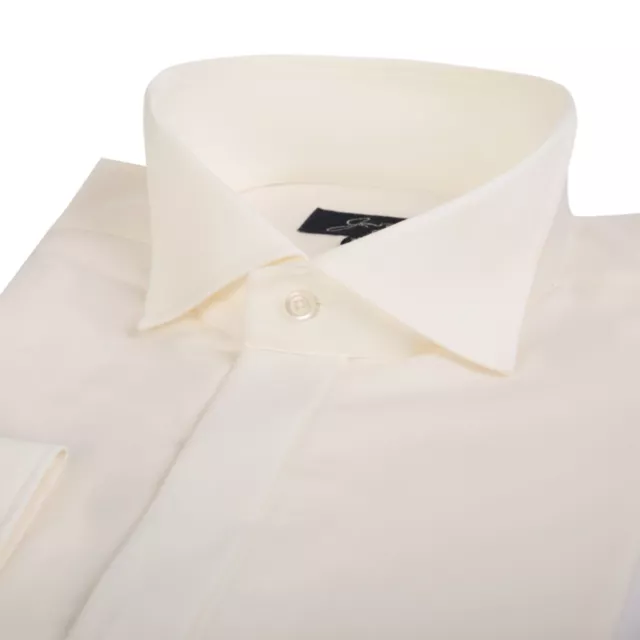 Wing Collar Shirt Ivory Cream Wedding Dress Shirts Formal Work Business New