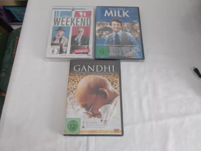 3 DVDs im Paket Milk, Le Weekend und Gandhi (Deluxe Edition)  NEU & OVP