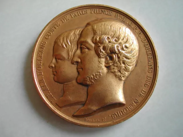 Médaille CUIVRE doré - LOUIS PHILIPPE 1er Régence du Duc de Nemours 1842 BORREL