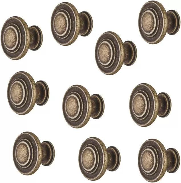 10x Bouton de Meuble Rond Antique Boutons Möbeltür Bouton Ø 34 MM Laiton Braun