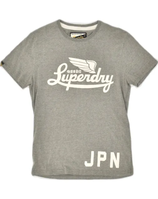 SUPERDRY Womens Graphic T-Shirt Top UK 14 Large Grey Cotton MI05