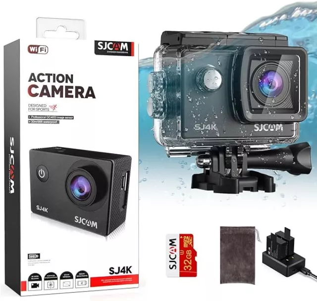 SJCAM SJ4000 Action Cam 4K30fps WiFi Kamera,40MP Ultra HD 170°FOV mit EIS Bildst