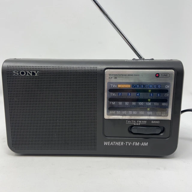Vintage Sony ICF-36 Weather TV FM AM 4 Band Portable Radio Tested Working