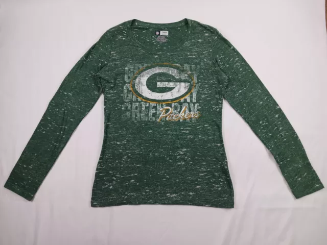 NFL Team Apparel Women's Green Bay Packers Long Sleeve T-shirt Distressed Logo