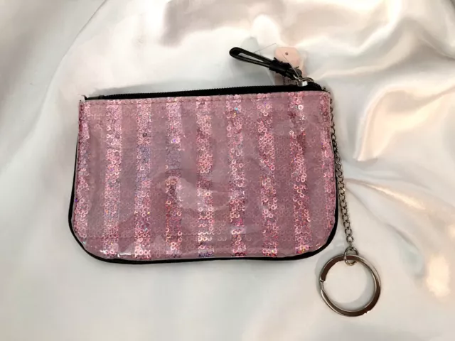 Victorias Secret Sequin Change Purse Key Chain Lipstick Case NWT