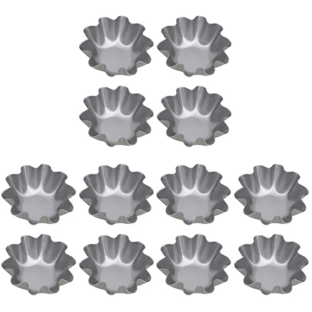 12 Pcs  Egg Tart Molds Tin Pie Pans Cupcake Wrapper Fondant Liner