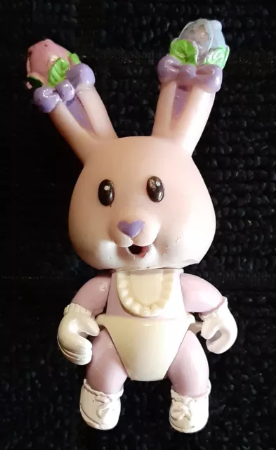 Vintage Kidsview Tea Bunnies Figure 2 1/4" Baby 1990s Purple Bib Flowers