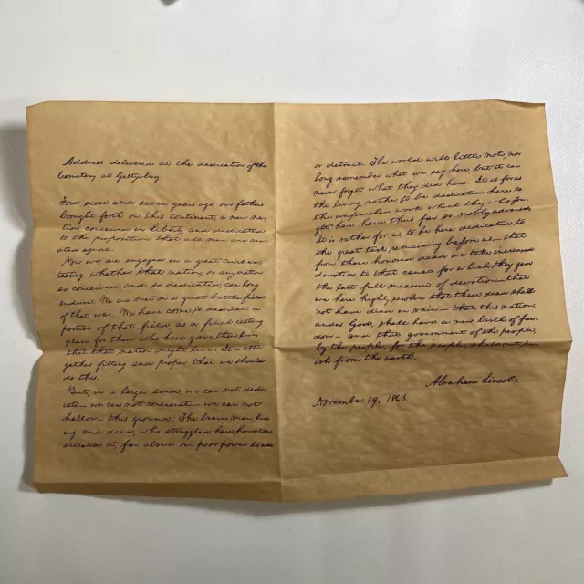 Historical Documents Co Reproductions Gettysburg Address Abraham Lincoln 1863