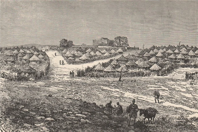 Medina (Médine, Kayes) - General view. Mali. Senegal river 1885 old print