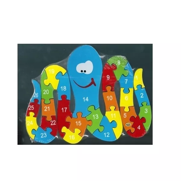 Brand New Wooden Alphabet Number Octopus Block Puzzle - Great Gift Idea