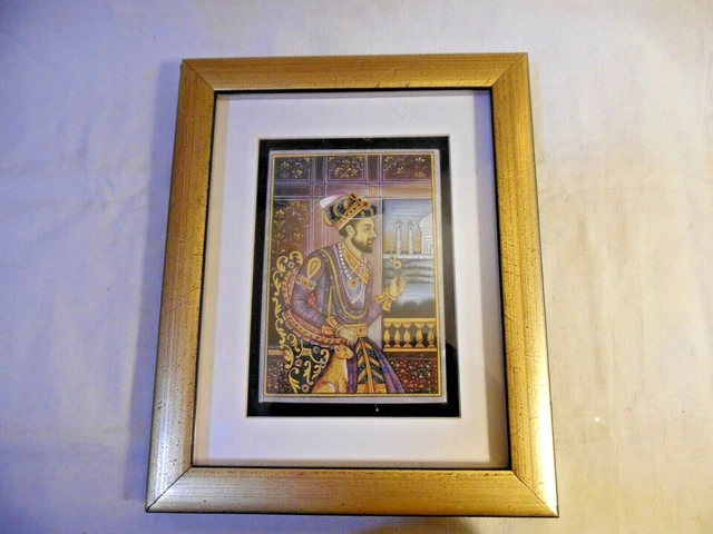 Vintage Persian Painting On Stone King Cyrus The Great? Framed