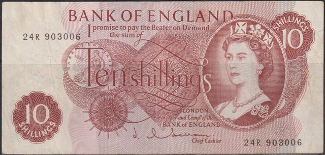 Great Britain; 10 shillings Qn. Elizabeth II/Britannia 1960 Fine
