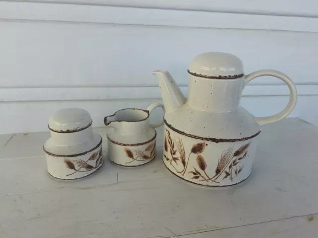 Midwinter Wild Oats 1970's  teapot , milk jug and sugar bowl