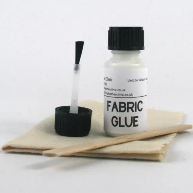 FABRIC GLUE Strong Adhesive Textile Repair Kit inc. Brush & Patch for Craft etc