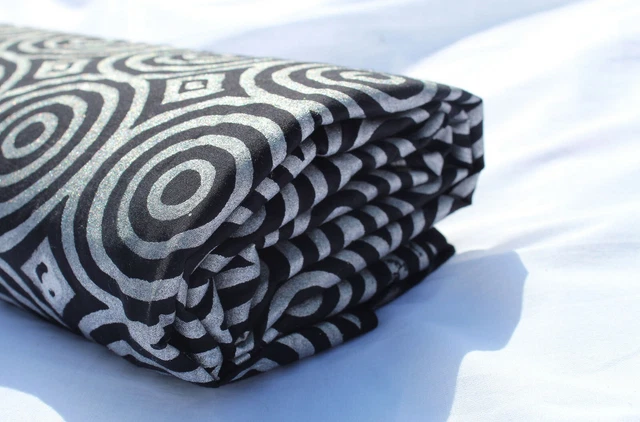 4.6m Indien Tissu Coton Main Bloc Argent Imprimé Couture Vêtements Artisanat 3
