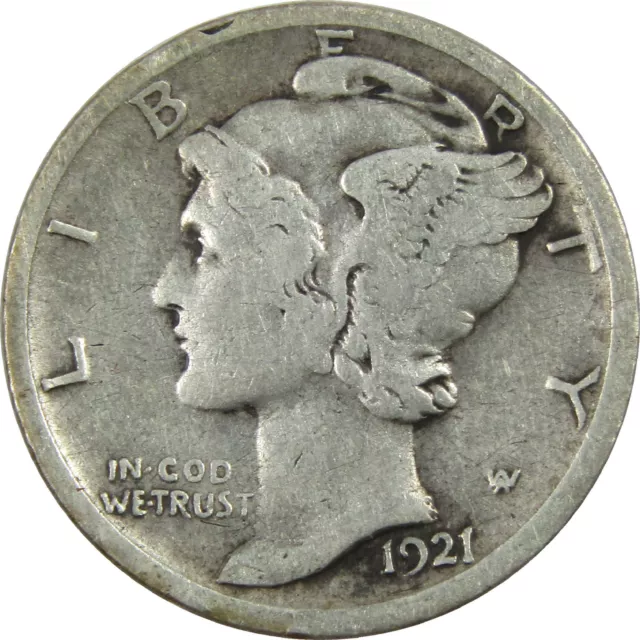 1921 D Mercury Dime VG Very Good Silver 10c Coin SKU:I12366