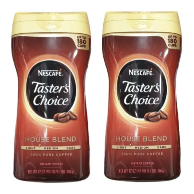 (2 Pack) Nescafe Taster's Choice House Blend Instant Coffee 12oz/340g (180 Cups)