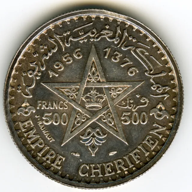 # Morocco 1956 (Ah 1376) ☆ 500 Franc • Mohammed V • Emp. Cherifien ☆ Y#54 ☆C5881