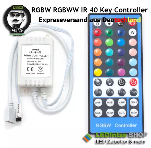 RGBW RGBWW LED Controller 12V - 24V mit 40 Key Fernbedienung 5pin 96W - 192W