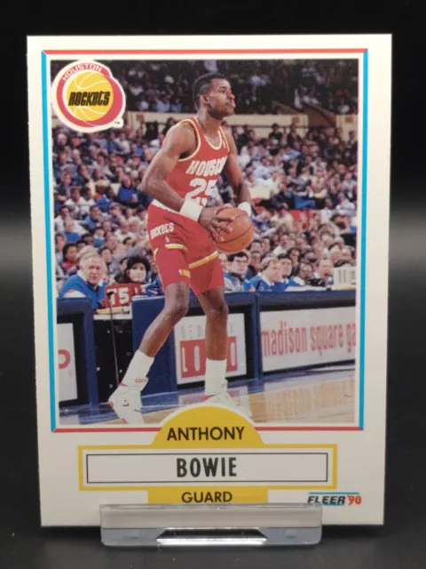 1990 Fleer Basketball NBA Anthony Bowie Houston Rockets RC Rookie Base Card #66