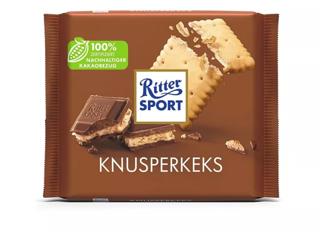 7 x 100 g biscotti croccanti Ritter Sport cioccolato al latte intero biscotti al burro NUOVI MHD 5/24