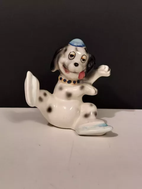 Whimsical Ice Skating Dalmation Porcelain Figurine Japan