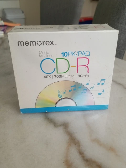 Memorex Music CD-R Recordable Blank CDs 40X 700 MB 80 min 10 Pack Sealed