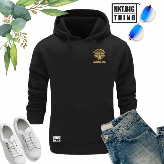 Sloth Hiking Team Hoodie Small We Get There Hike Mountain Christmas Gift Men Top