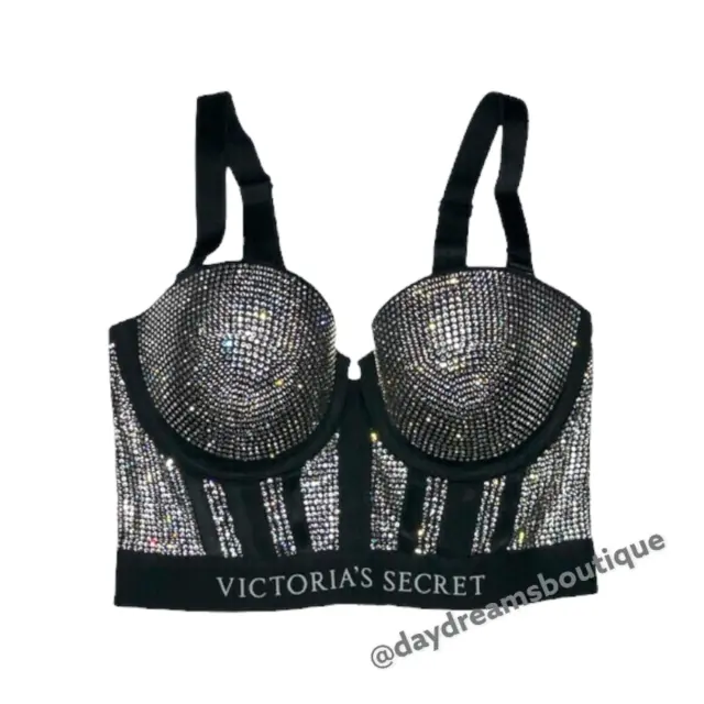 Victorias Secret Fashion Show Very Sexy long line bra Rhinestone swarovski  thong