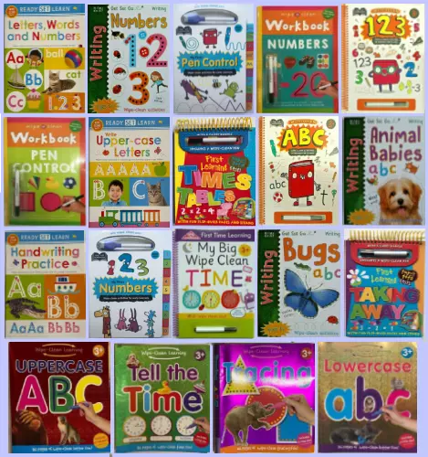 Nursery Wipe Clean Home Learning Workbooks Pre School Age 2- 6 with Pen , New !!