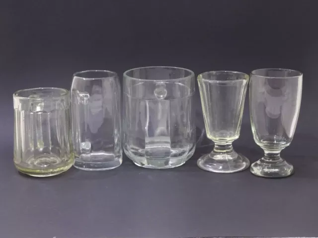 Jhztr4v - 5 X Antique Design Verre - Vintage Um 1900 - Set Collection Handmade