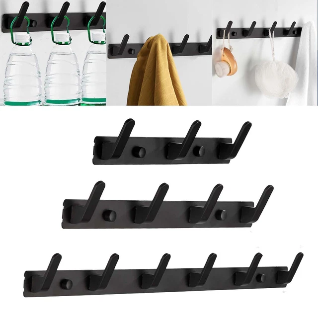 Lot De 18 Supports Muraux Pour Chapeaux - Autocollants Doubles Crochets - Charge 2 Kg - ABS - Noir - Pour Porte, Mur, Armoire - 11