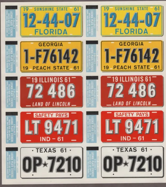 1961 Topps Sports Cars Stickers Uncut Sheet of 10