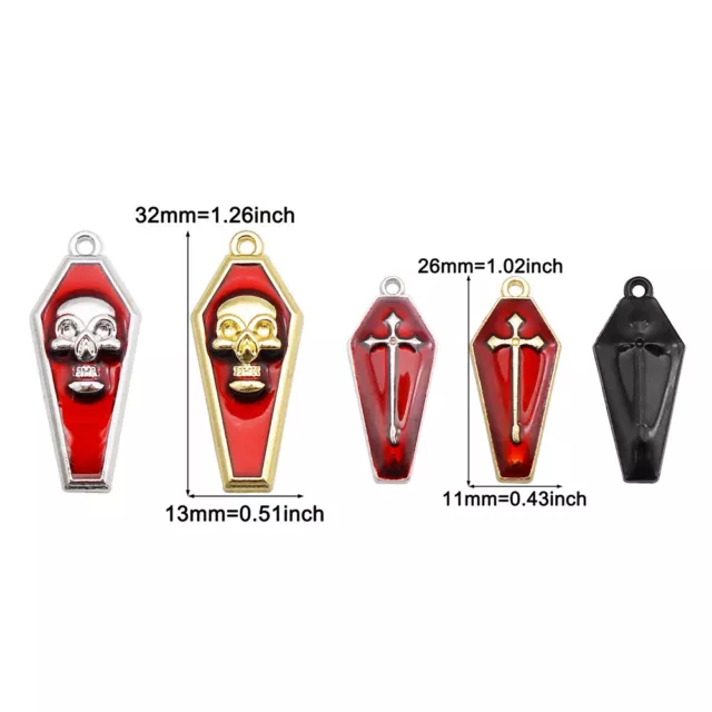 5PC Assorted Enamel Cross Skull Pattern Coffin Charms Pendant Jewelry DIY Making 2