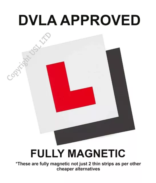 2 x FULL SIZE MAGNETIC LEARNER 'L' PLATES - EASY APPLICATION & REMOVAL