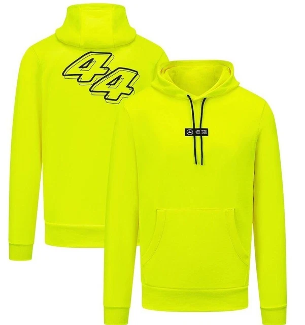 Sweat à Capuche Mercedes AMG F1 2024 Pour Enfants - Réplique équipe, Taille 128, Noir Avec Logos Sponsors