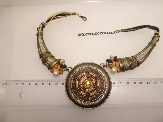 80-2000er J. Konvolut bronze-kupfer-goldfarbener Schmuck ketten Broschen Ohrclip 3