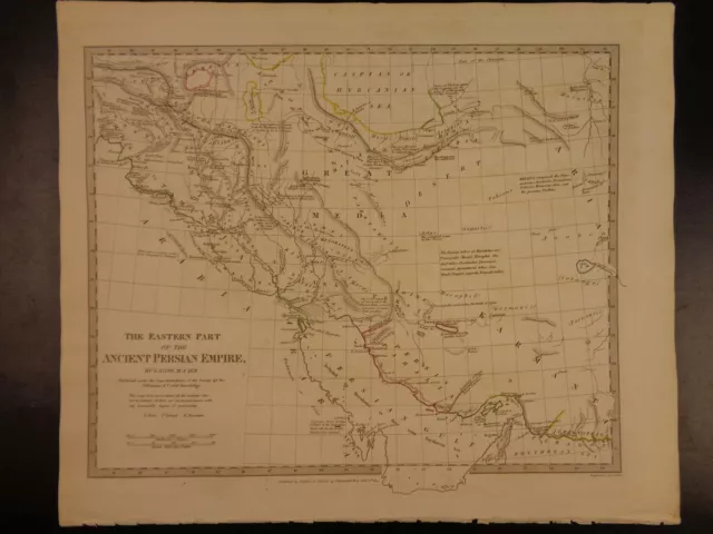 1844 BEAUTIFUL Huge Color MAP of Eastern Ancient Persia Arabia Assyria ATLAS 2