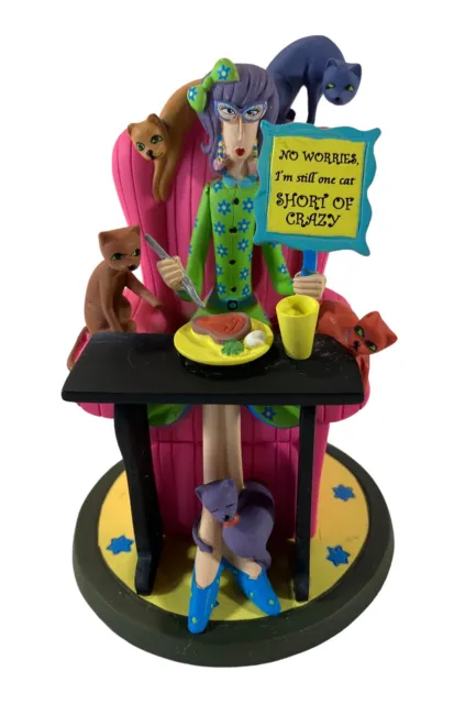 Joey Dolly Mama's Figurine Cat-a-holic Collection “Still One Cat Short of Crazy”