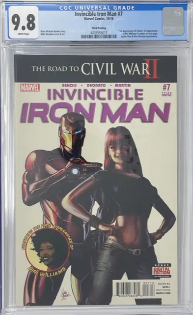 Invincible Iron Man 7 CGC 9.8 3rd Print Cameo Riri Williams