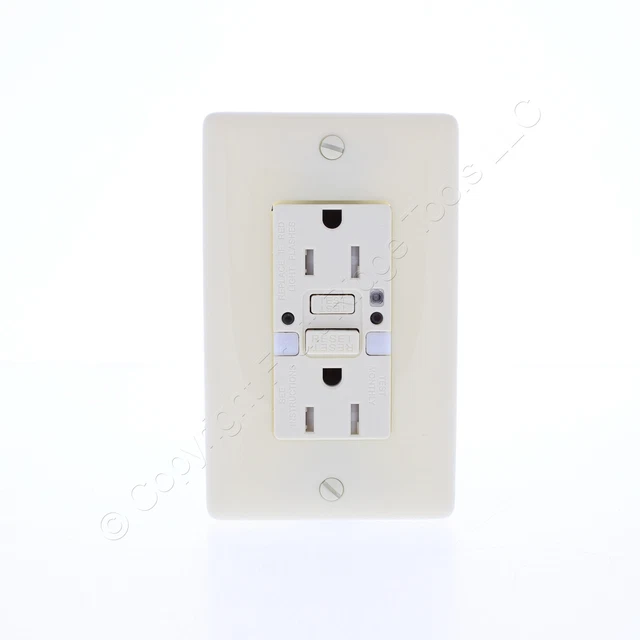 Hubbell Almond SelfTest GFCI Outlet Nightlight Tamper Resistant 15A GFTRST15ALNL