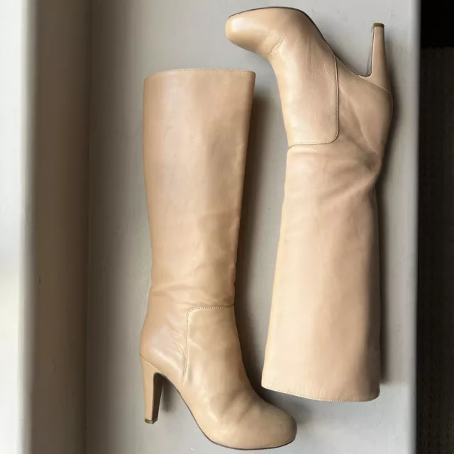 See by Chloe Tan Nude Buttery Soft Leather Knee High Heel Boot EU 37 US 6.5 - 7